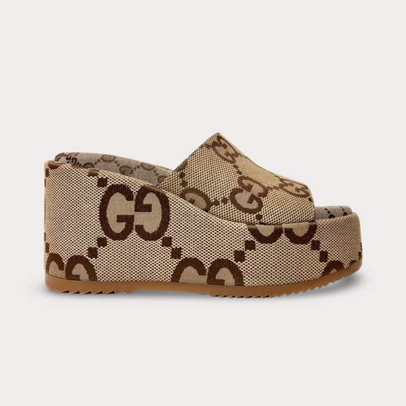 Gucci Jumbo GG Platform Wedge Sandal - Picture 1 of 11